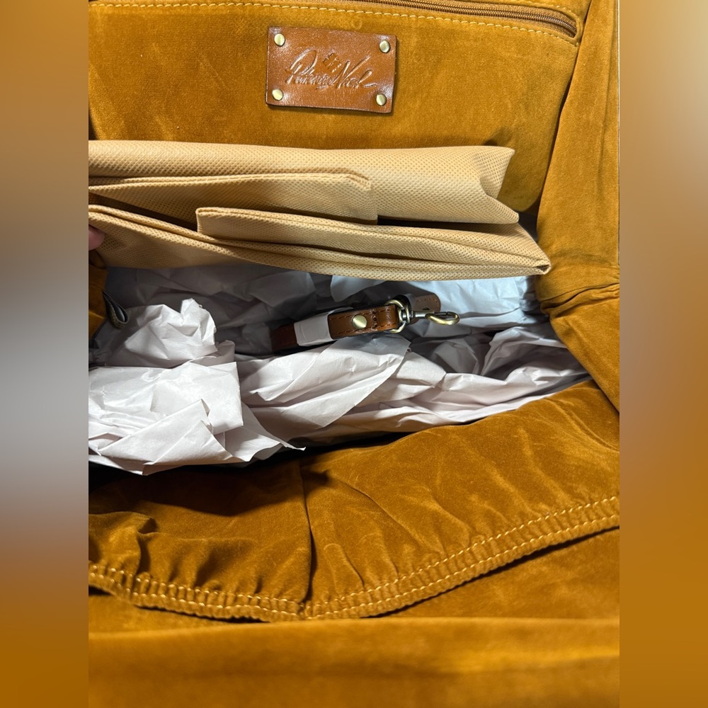 Patricia Nash Suede Satchel in Cognac Brown with Dark Brown Strap - Picture 8 of 11
